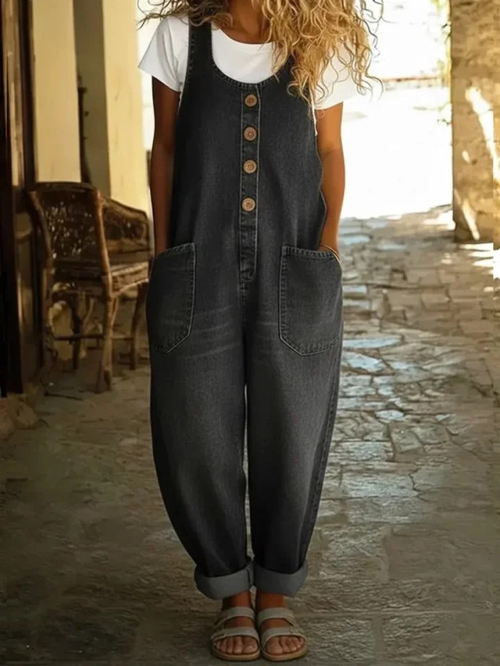 Gerda - Vintage-Washed Denim Overall