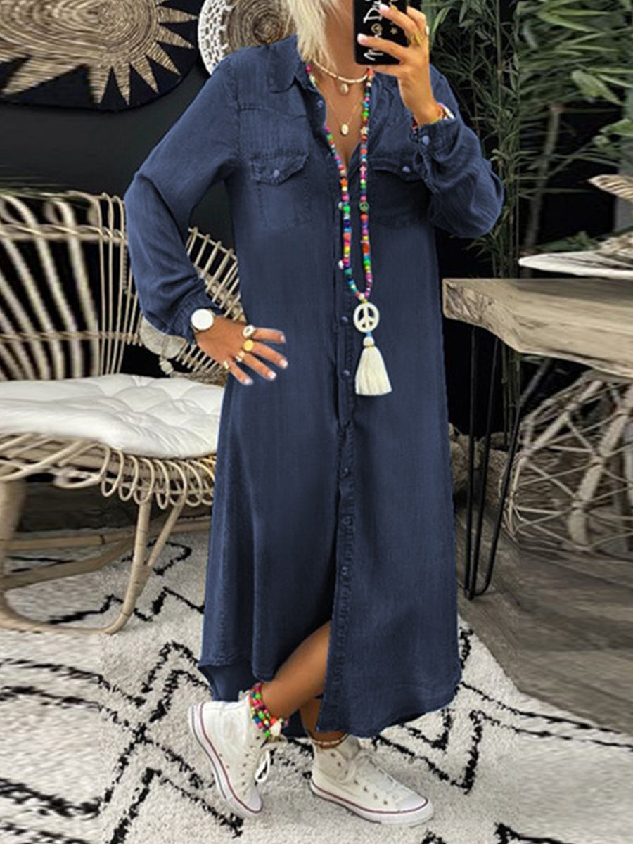 Heidrun - Elegantes, lässiges Denim-Hemdkleid