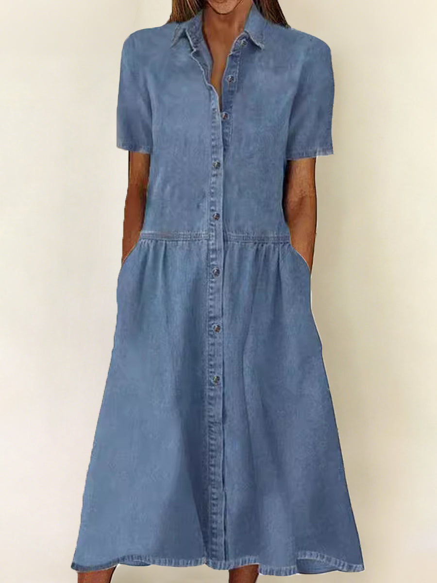 Gisela - Kurzärmliges Jeanskleid